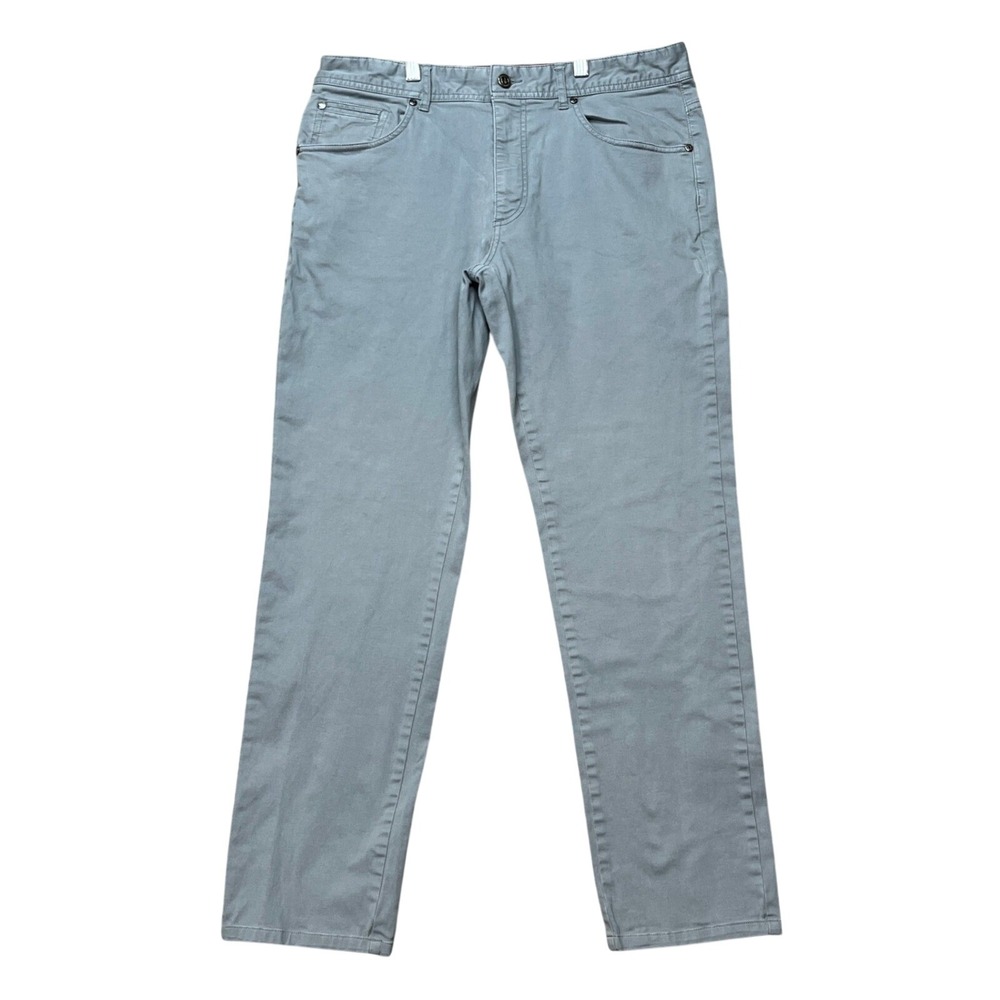 Johnnie-O Chino Pants Mens 33x32 Gray 5-Pocket Stretch Straight Leg Khaki EUC‎